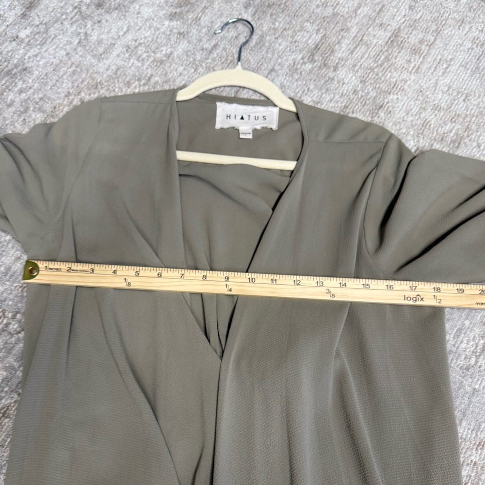 Hiatus Olive Green Long Open Cardigan Kimono Duster - Picture 6 of 7